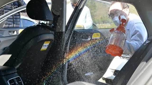 Disinfecting the car of the Mayor of Busan on February 13, 2020