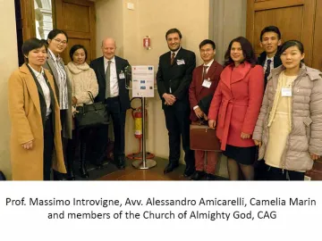 Introvigne e Amicarelli with members of the Church of Almighty God