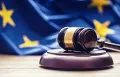 judge's gavel with European flag