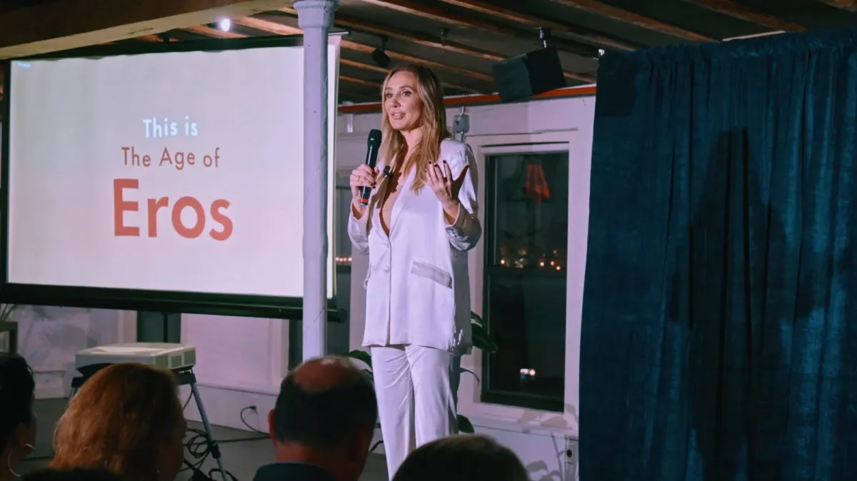 Nicole Daedone giving a lecture